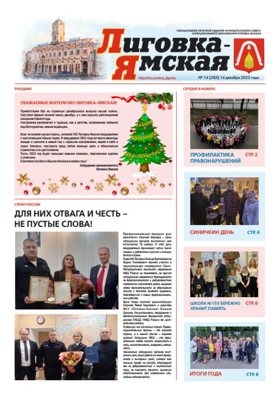 Выпуск №14 (285) 14 декабря 2022 года